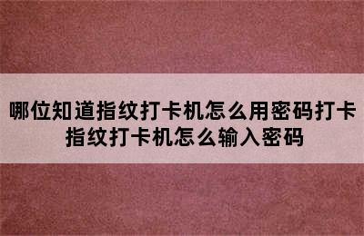 哪位知道指纹打卡机怎么用密码打卡 指纹打卡机怎么输入密码